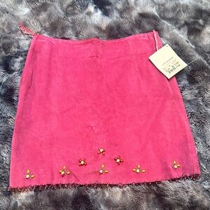 Vibrant Pink Embellished Mini Skirt